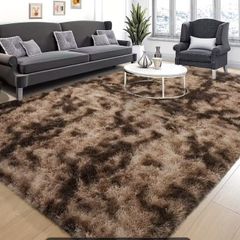 Shaggy Rug Non Slip 200 x 280cm Dark Grey, Coffee