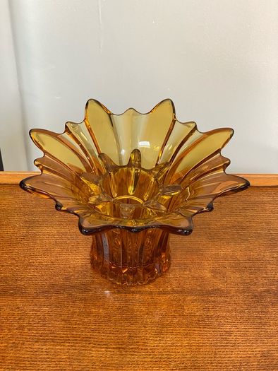 Mid Century Large Amber Color Handblown Vase