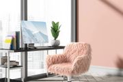 Faux Fur Computer Desk Chair, Vanity Chair with Adjustable Height, Swivel Wheels for Office, Bedroom, Pink