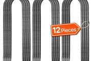 254x55,88mm / 10-Inch 12 Pack Rebar Stakes Heavy Duty U Shape Galvanized Ground Anchors