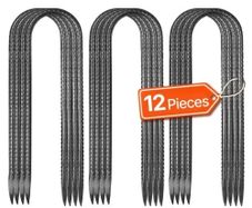 254x55,88mm / 10-Inch 12 Pack Rebar Stakes Heavy Duty U Shape Galvanized Ground Anchors
