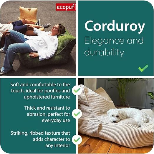 Bean Bag Corduroy Bean Bag Chair with Handle & Pocket  Modern Soft Seating