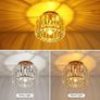 Ceiling Lights, Semi Flush K9 Crystal Chandelier Lamp with Metal Lampshade, E27 Gold Ceiling Lighting, Modern Light Fittings for Kitchen Hallway Living Room Bedroom Hall Home Decoration Image 3