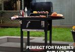 George Foreman Large Charcoal BBQ in Black Outdoor Smoker Barbecue Portable BBQ with Lid Cover, Adjustable Grill and Integrated Temperature Gauge,