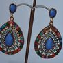 Gold Multi Coloured Crystal & Gem Boho Waterdrop Earrings Image 8