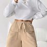 Flap Pocket Tie-Waist Apricot Shorts S Image 6