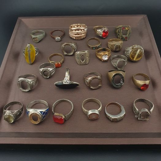 Lot of 24 Antique Rings  Mixed Brass Damaged Antique Style Ring Collection