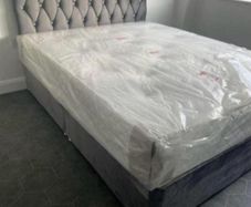 Brand New Stylish single Divan Beds.. Multiple Options Of Headboards. Tufted Memory Foam Mattresses Available. Drawers Storage Available
