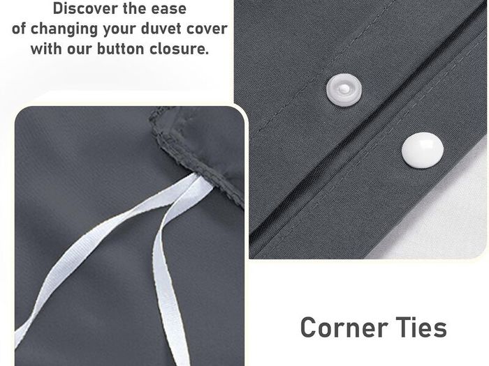 Oxford Homeware Double Duvet Set Charcoal Brushed Microfiber 4 Piece with Fitted Sheet - Brand New