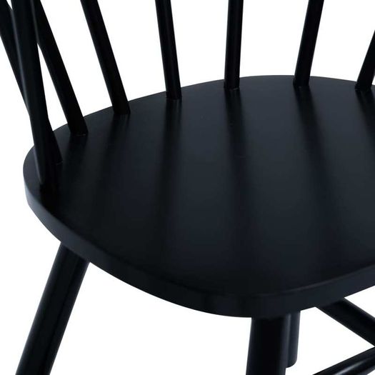 5 Piece Dining Set Solid Rubber Wood Black