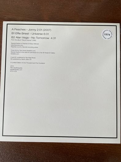 Peaches / Effi Briest / Alan Vega - #8 Alan Vega 70th Birthday Limited Edition EP Series