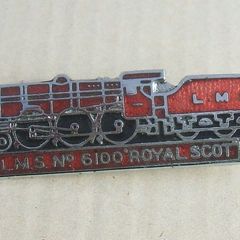 LMS ROYAL SCOT (London Midland & Scottish Railway No. 6100) - steam locomotive enamel badge (1970's / 1980's)