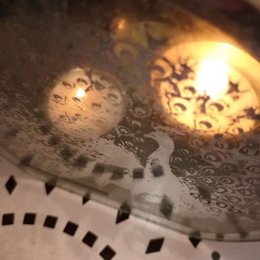 Peacock glass tea light holder