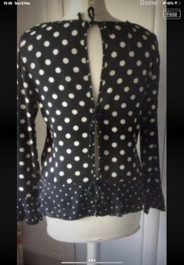 blouse Bnwt size 10 black & white polka dot top tie back detail