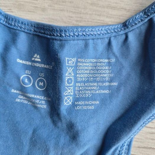 3x Danish Endurance Organic Cotton Sports Bra, Size L, Brand New