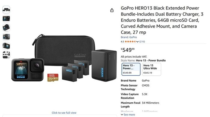 GoPro Hero 13, Endurance Bundle 3X Batteries