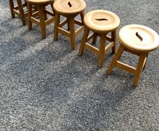 Set of 5 Solid Oak Rustic Parlour Stools