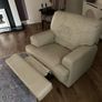 Cream Italian Leather Manual Reclining Armchair Image 2