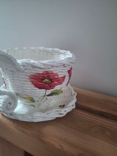 Handmade newspaper basket.
