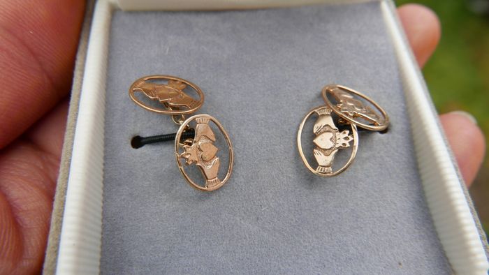 Pair Of Antique Irish 9c Gold 375 Cufflinks 2,2g