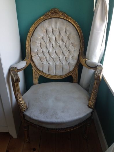 2 Antique Gold chairs with oval back