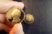 US 1977 Proof Quater and Dime coins.Gem Bu condition.