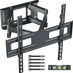 TV Wall Mount for 23-70 Inch LED LCD Flat & Curved TVs, Swivels Tilts Extends Double Arm Full Motion TV Wall Bracket Holds up to 45kg, Includes HDMI Cable, Spirit Level, Max VESA 400x400mm