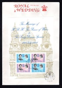 1981 Isle of Man Royal Wedding of Prince Charles and Lady Diana Spencer Commemorative Stamps Miniature Sheet First Day Cover (FDC)