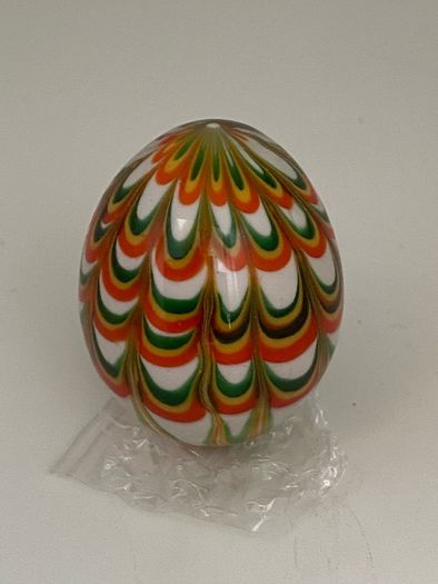 Three gorgeous art glass eggs one from Finland