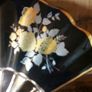 Chinese Black / gold floral decorative fan Image 2