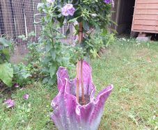 Handmade Cement Planter - Abstract Pink and Silver Concrete Flower Pot - Unique Drape Vase