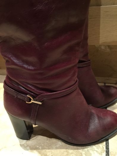 Burgundy Leather knee High Heeled Boots
