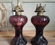 Pair of Cranberry Glass Lamps
