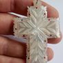 Vintage Dainty Round Star Carved White Mother of Pearl MOP Shell Pendant Image 10
