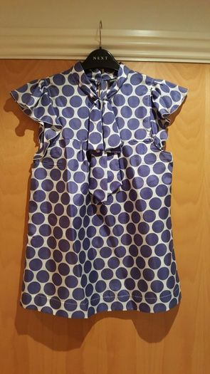 Warehouse blue and white polka dot top