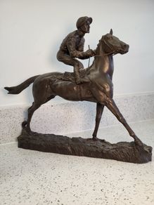Jockey On Racehorse Bronze Statue