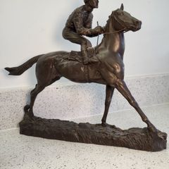 Jockey On Racehorse Bronze Statue