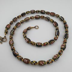 Antique Venetian style Tiny Floral & Eyes Glass Beads Necklace