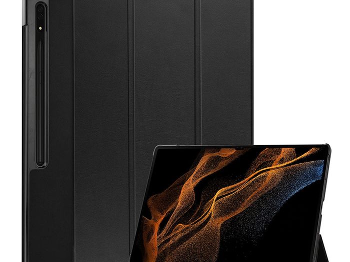 Premium Smart Cover For Samsung Galaxy Tab S8 Ultra Trifold Case Black