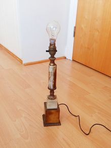 Vintage onyx and brass column table lamp  height 42cm