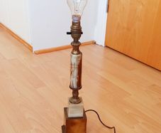 Vintage onyx and brass column table lamp  height 42cm
