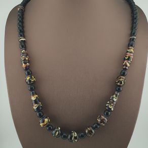 Antique Venetian Style Floral Glass Beads Necklace