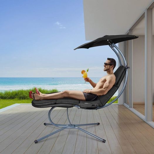 Floating Lounger with Adjustable Sun Canopy and