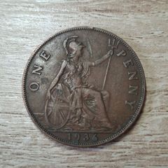 Great Britain UK 1936 One Penny George V Coin - free standard postage