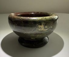 Antique Miniature Turned Cornish Serpentine (Stone Salt or Pin Dish)