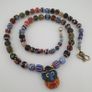 Antique Venetian Style MulitColor Mix Glass & Old Face Glass Pendant Necklace Image 3