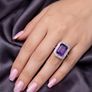 Amethyst Moissanite Halo Ring Image 2
