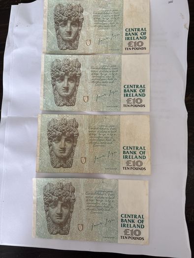 Irish 50 20 10 5 pound notes