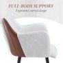 Set of 2 Kitchen Chairs PU Leather & Linen Beige | Modern Dining Chair with Metal Legs Image 4