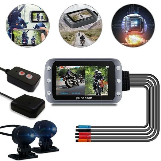 WiFi Motorcycle DVR Dash Cam 1080P+1080P Full HD Front Rear View Waterproof Motorcycle Camera GPS Logger Recorder Box